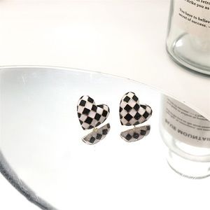 checkered heart earrings